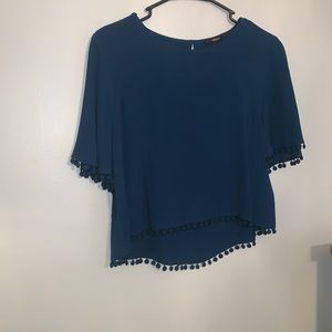 Blue tassel blouse
